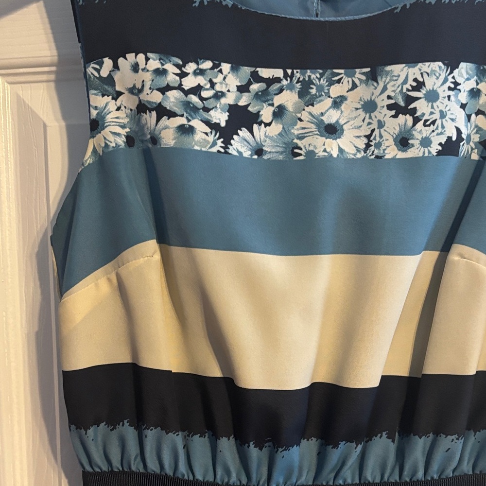 LOFT Elegant Blue Floral Women's sleeveless midi dress size XSP NWOT - Picture 4 of 10